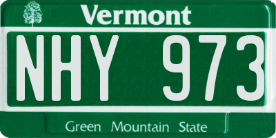 VT license plate NHY973