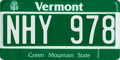VT license plate NHY978
