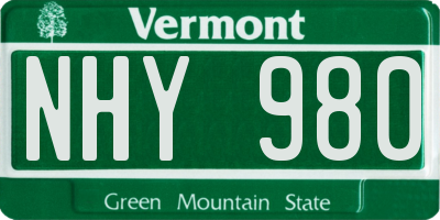 VT license plate NHY980