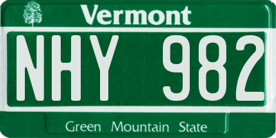 VT license plate NHY982