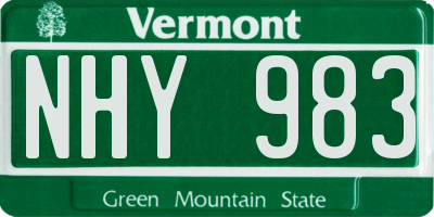 VT license plate NHY983