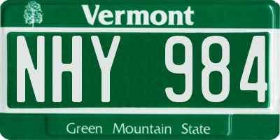 VT license plate NHY984