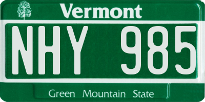 VT license plate NHY985