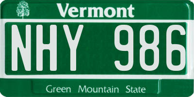 VT license plate NHY986