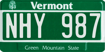 VT license plate NHY987