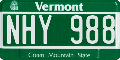VT license plate NHY988