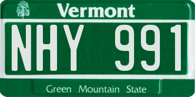 VT license plate NHY991