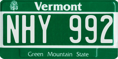 VT license plate NHY992