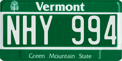 VT license plate NHY994