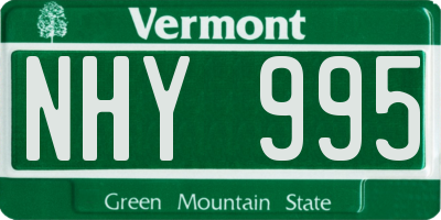 VT license plate NHY995