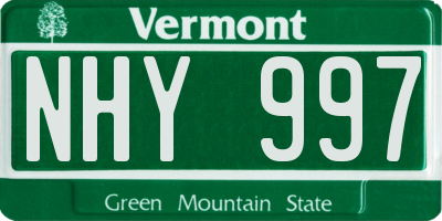 VT license plate NHY997