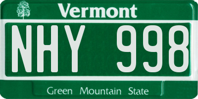 VT license plate NHY998