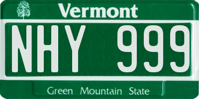 VT license plate NHY999