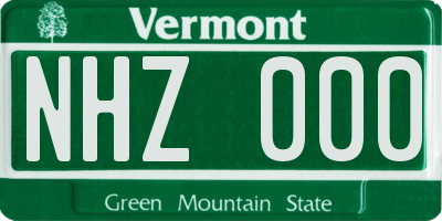 VT license plate NHZ000