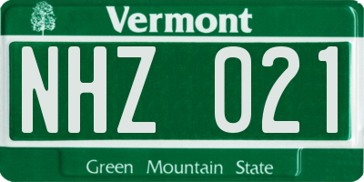 VT license plate NHZ021