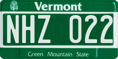 VT license plate NHZ022