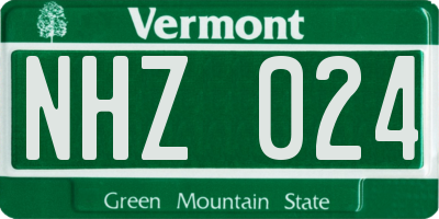 VT license plate NHZ024