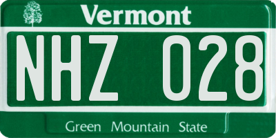VT license plate NHZ028