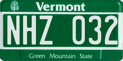 VT license plate NHZ032
