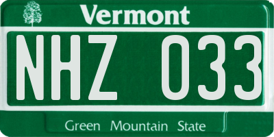 VT license plate NHZ033