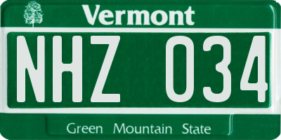 VT license plate NHZ034