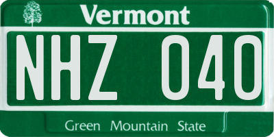 VT license plate NHZ040