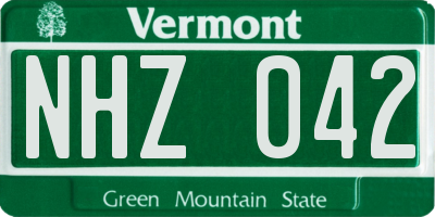 VT license plate NHZ042