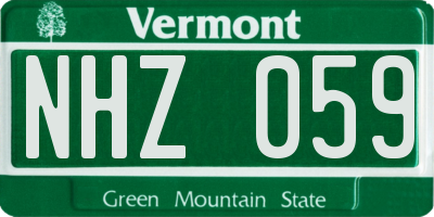 VT license plate NHZ059