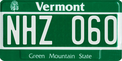 VT license plate NHZ060