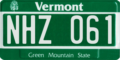 VT license plate NHZ061