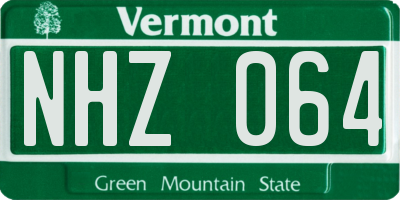 VT license plate NHZ064