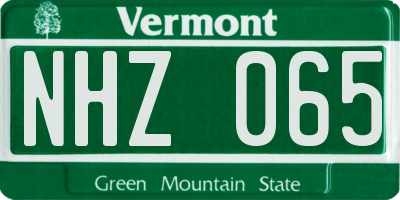 VT license plate NHZ065