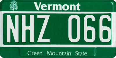VT license plate NHZ066