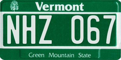 VT license plate NHZ067
