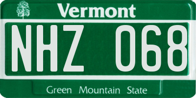 VT license plate NHZ068
