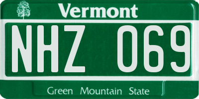 VT license plate NHZ069