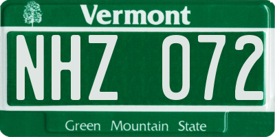 VT license plate NHZ072