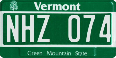 VT license plate NHZ074