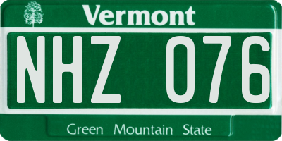 VT license plate NHZ076