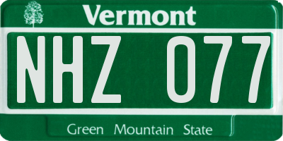 VT license plate NHZ077