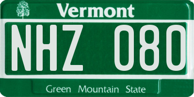 VT license plate NHZ080