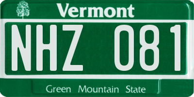 VT license plate NHZ081