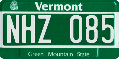 VT license plate NHZ085