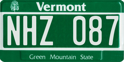 VT license plate NHZ087