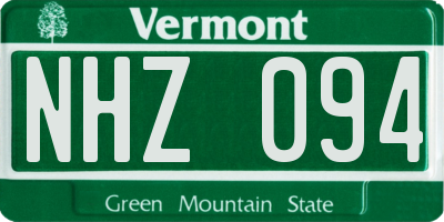 VT license plate NHZ094