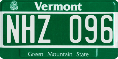 VT license plate NHZ096