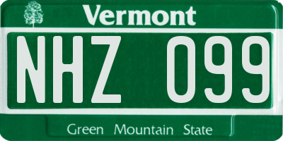 VT license plate NHZ099