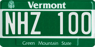 VT license plate NHZ100