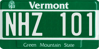 VT license plate NHZ101