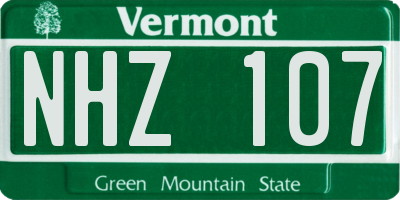 VT license plate NHZ107